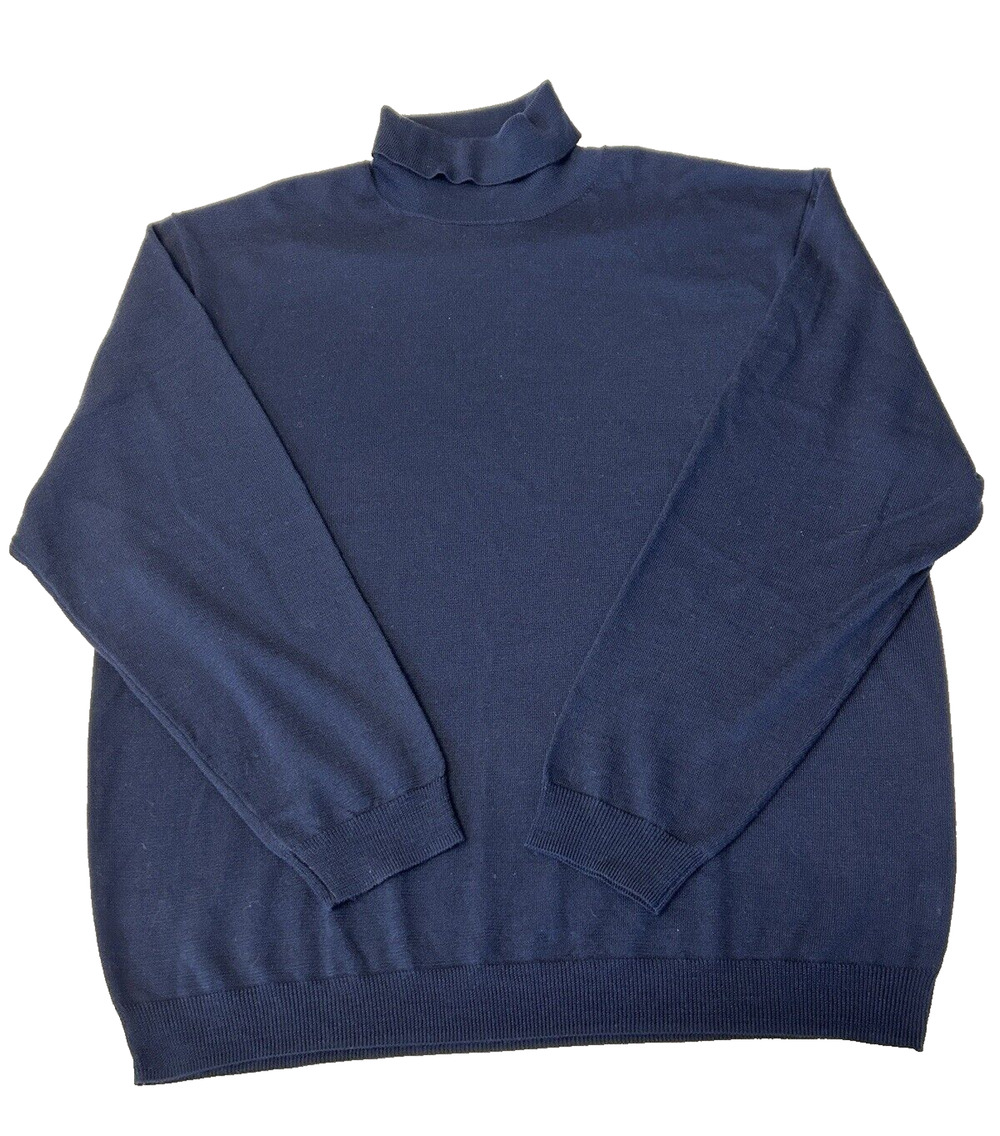 Linea Uomo Mens Long Sleeve Wool Blend Turtleneck Sweater Size 4X Blue